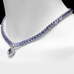 14k Gold 64.5ct Tanzanite 1.60ct Diamond Necklace