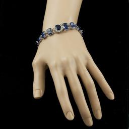 14k Gold 50ct Sapphire 0.65ct Diamond Bracelet
