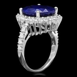 14k Gold 10.00ct Sapphire 1.30ct Diamond Ring