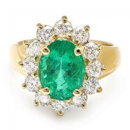 14k Gold 2.70ct Emerald 1.30ct Diamond Ring