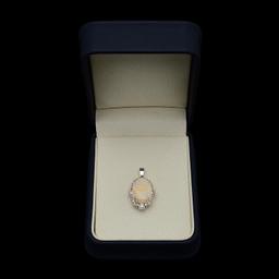 14K Gold 5.87ct Opal 1.11ct Diamond Pendant