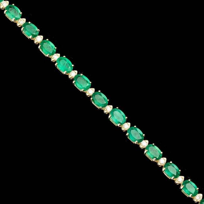 14k Gold 14.00ct Emerald 1.00ct Diamond Bracelet