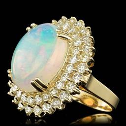 14k Yellow Gold 9.00ct Opal 3.15ct Diamond Ring