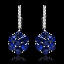 14k White Gold 5.64ct Sapphire 0.58ct Diamond Earrings