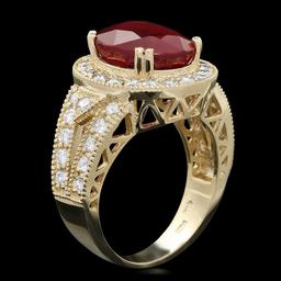 14k Yellow Gold 8.00ct Ruby 1.40ct Diamond Ring