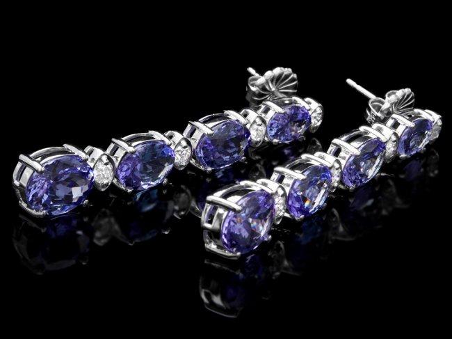 14k Gold 9.50ct Tanzanite 0.50ct Diamond Earrings