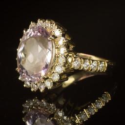 14K Gold 5.78ct Morganite 1.00ct Diamond Ring