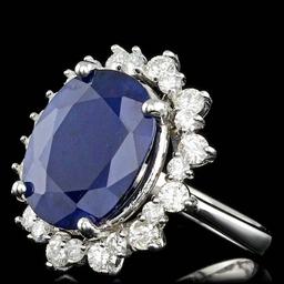 14k Gold 10.50ct Sapphire 1.80ct Diamond Ring