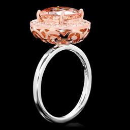 14k Gold 4ct Morganite .40ct Diamond Ring