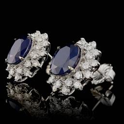 14k Gold 7.00ct Sapphire 1.30ct Diamond Earrings