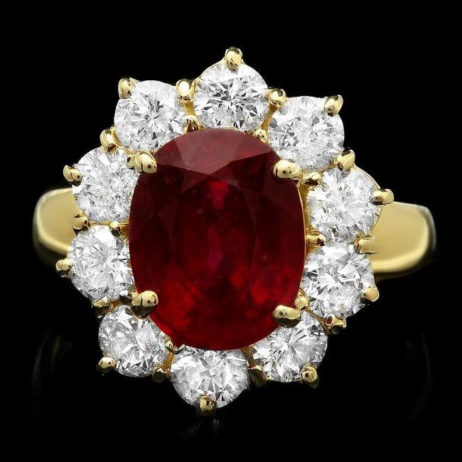 14k Yellow Gold 4.66ct Ruby 1.74ct Diamond Ring