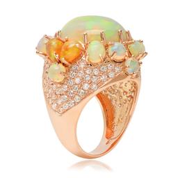 14K Rose Gold, 13.00cts Opal, 2.20cts Diamond Ring