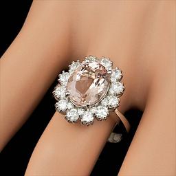 14k Gold 3.50ct Morganite 1.40ct Diamond Ring