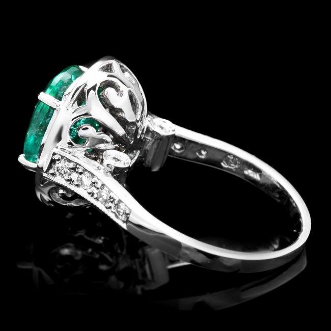 14k White Gold 3.50ct Emerald 0.70ct Diamond Ring