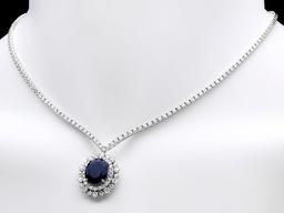 18k Gold 6ct Sapphire 5.00ct Diamond Necklace