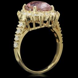 14K Gold 4.50ct Kunzite 1.21ct Diamond Ring