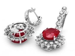 14k Gold 14.15ct Ruby 1.80ct Diamond Earrings