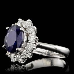14k Gold 4.00ct Sapphire 1.10ct Diamond Ring