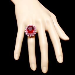 14k White Gold 17.5ct Ruby 0.88ct Diamond Ring