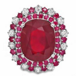 14k White Gold 17.5ct Ruby 0.88ct Diamond Ring