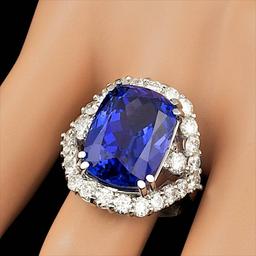 18k Gold 16.00ct Tanzanite 2.60ct Diamond Ring