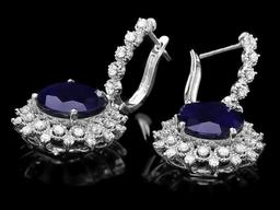 14k Gold 17ct Sapphire 1.80ct Diamond Earrings