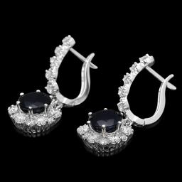 14K Gold 5.01ct Sapphire 1.90ct Diamond Earrings