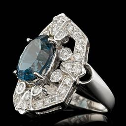 14k White Gold 6.00ct Topaz 2.30ct Diamond Ring