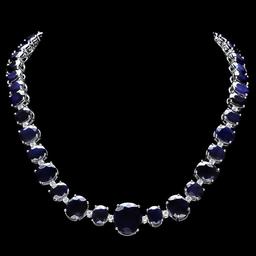 14k Gold 165ct Sapphire 1.8ct Diamond Necklace