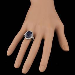 14k Gold 8.00ct Sapphire 1.25ct Diamond Ring