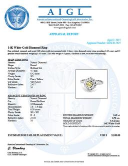 14k White Gold .72ct Diamond Ring