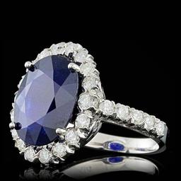 14k Gold 8.00ct Sapphire 1.25ct Diamond Ring