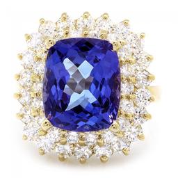 14k Gold 7.00ct Tanzanite 2.50ct Diamond Ring