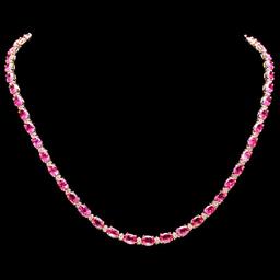 14k Gold 23ct Tourmaline 1.40ct Diamond Necklace