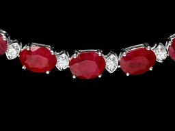 14k Gold 41.00ct Ruby 2.00ct Diamond Necklace