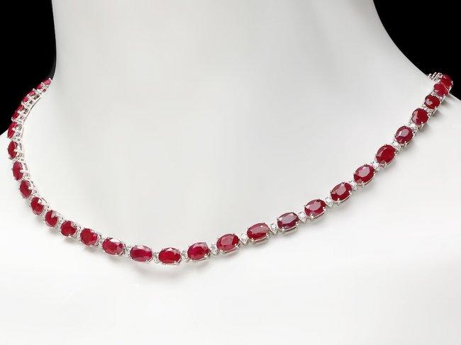 14k Gold 41.00ct Ruby 2.00ct Diamond Necklace