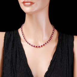 14k Gold 41.00ct Ruby 2.00ct Diamond Necklace