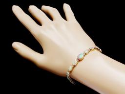 14k Gold 7.00ct Opal 0.50ct Diamond Bracelet