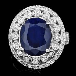 14k Gold 6.00ct Sapphire 1.30ct Diamond Ring