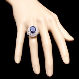 14k Gold 6.00ct Sapphire 1.30ct Diamond Ring