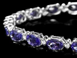 14k Gold 10ct Tanzanite 0.60ct Diamond Bracelet