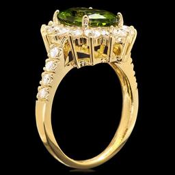 14k Gold 3.50ct Peridot 1.30ct Diamond Ring