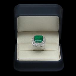 14K Gold 11.26 Emerald 1.80 Diamond Ring