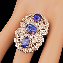 14k Rose 5.50ct Tanzanite 1.60ct Diamond Ring