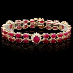 14k Yellow Gold 26ct Ruby 1.25ct Diamond Bracelet