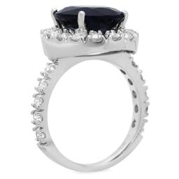 14K Gold 7.81ct Sapphire 2.01ct Diamond Ring