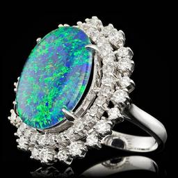 14k White Gold 6.50ct Opal 1.15ct Diamond Ring