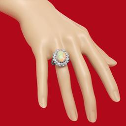 14K Gold 3.87ct Opal 1.80ct Diamond Ring