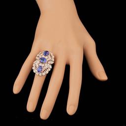 14k Rose 5.50ct Tanzanite 1.60ct Diamond Ring