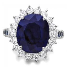 14k White Gold 7.5ct Sapphire 1.00ct Diamond Ring